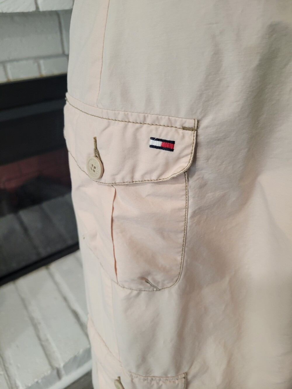 Vintage Y2k Tommy Hilfiger Blush Pink Cargo Low Rise Tie Front Maxi Skirt Size 7 - Picture 6 of 12